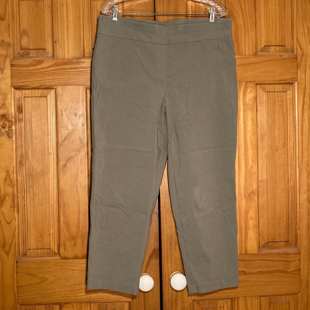NWOT Alfred Dunner Vintage 90s Pants Flat Panel Stretch Pull On Green Size 14P